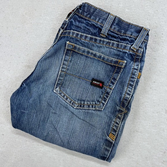 Ariat FR M4 Low Rise Boot Cut Jeans Mens 33x34 USA Fabric NFPA 2112 70E Workwear - Picture 1 of 12